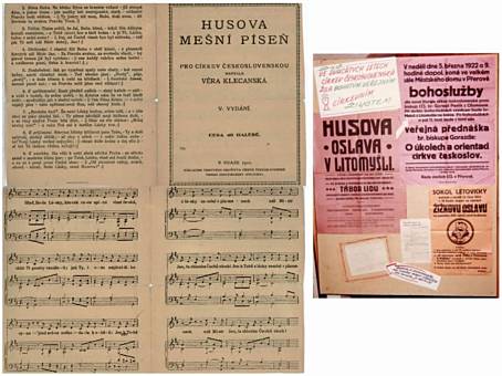 Husova mešní píseň a plakáty Československé církve