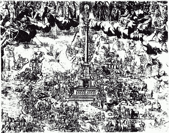 Cut of the engraving The Marian Column by the artist Karel Škréta